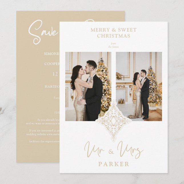 Luxury Lace MR & MRS Christmas Wedding 2 Photos (Front/Back)