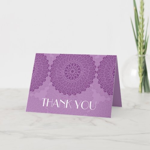 Luxury Lace Purple Damask Thank you card