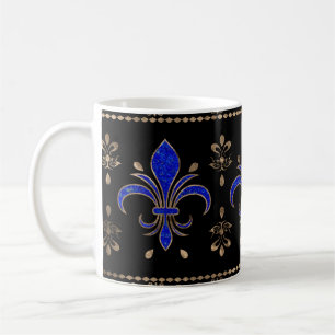 Luxury Lapils Lazuli and gold Fleur-de-lis ornamen Coffee Mug