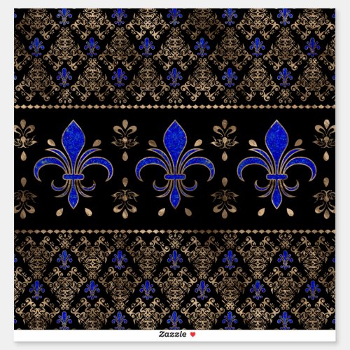 Luxury Lapils Lazuli and gold Fleur_de_lis ornamen Sticker