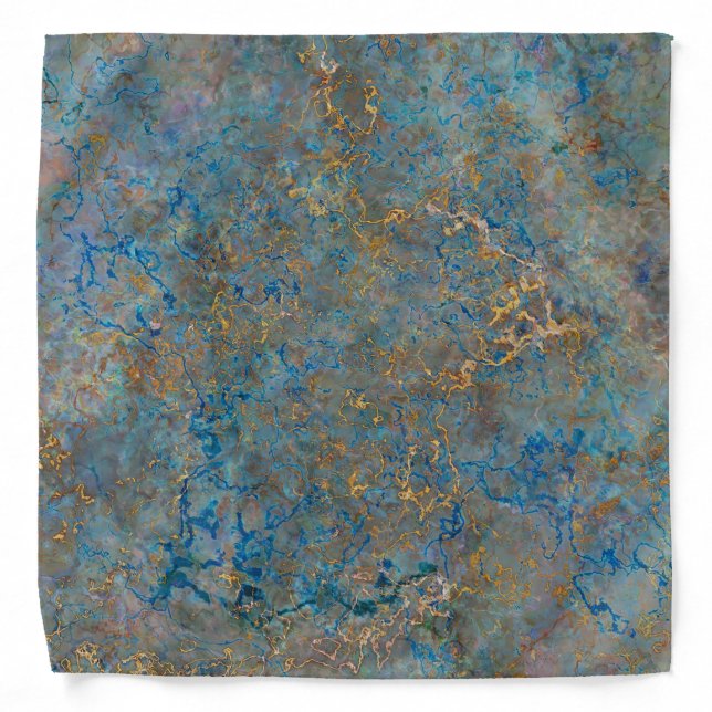 Luxury Lapis Lazuli Blue and Gold Marble Bandana (Front)