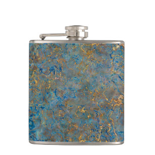 Luxury Lapis Lazuli Blue and Gold Marble Flask