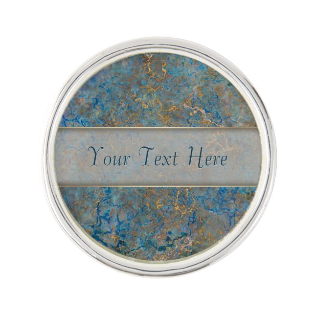 Luxury Lapis Lazuli Blue and Gold Marble Lapel Pin (Front)