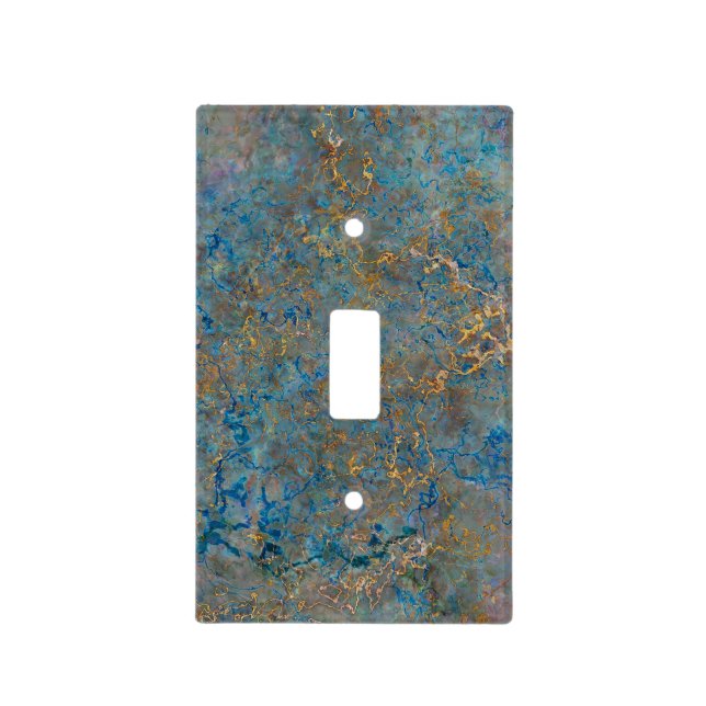 Luxury Lapis Lazuli Blue and Gold Marble Light Switch Cover (Front)