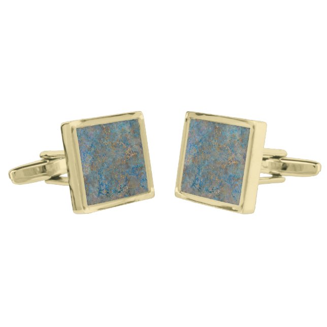 Luxury Lapis Lazuli Marble Gold Cufflinks (Angled)