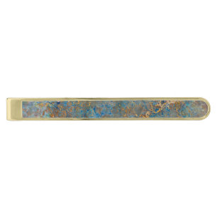Luxury Lapis Lazuli Marble Gold Finish Tie Clip