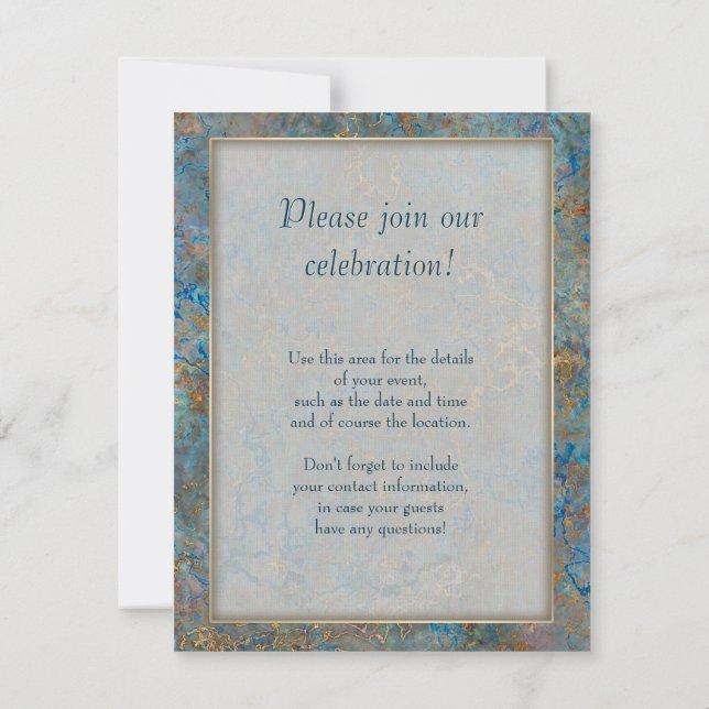 Luxury Lapis Lazuli Marble Invitation (Back)