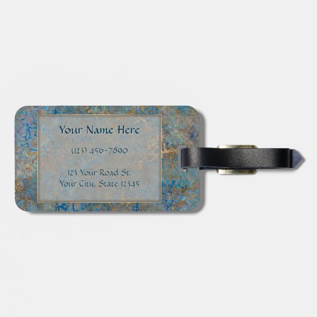 Luxury Lapis Lazuli Marble Luggage Tag (Back Horizontal)