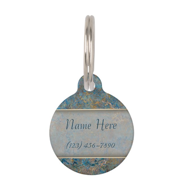 Luxury Lapis Lazuli Marble Pet ID Tag (Back)