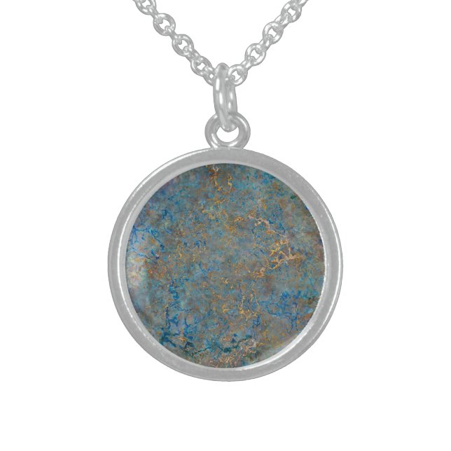 Luxury Lapis Lazuli Marble Sterling Silver Necklace (Front)