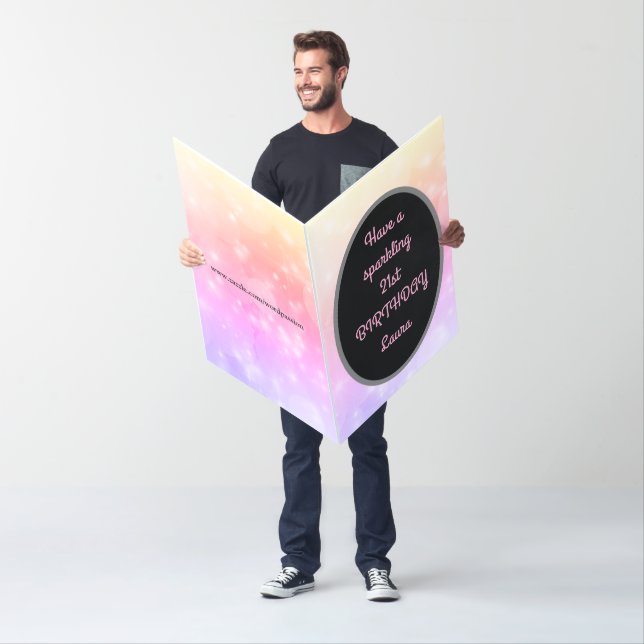 Luxury Large Pink Sparkly 21st Birthday Card (In Situ)