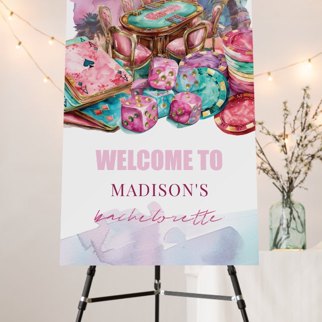 Luxury Las Vegas Bachelorette Custom Welcome Foam Board (In Situ (Stand))