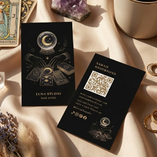 Luxury Lash Artist Mystical Celestial Black Gold  Business Card