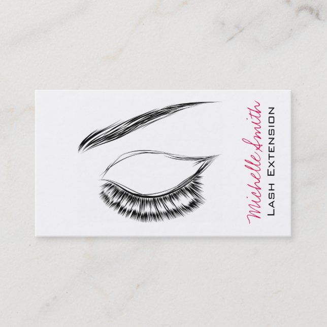 Luxury Lash & Beauty Salon Black White Eyelashes Business Card (Front)