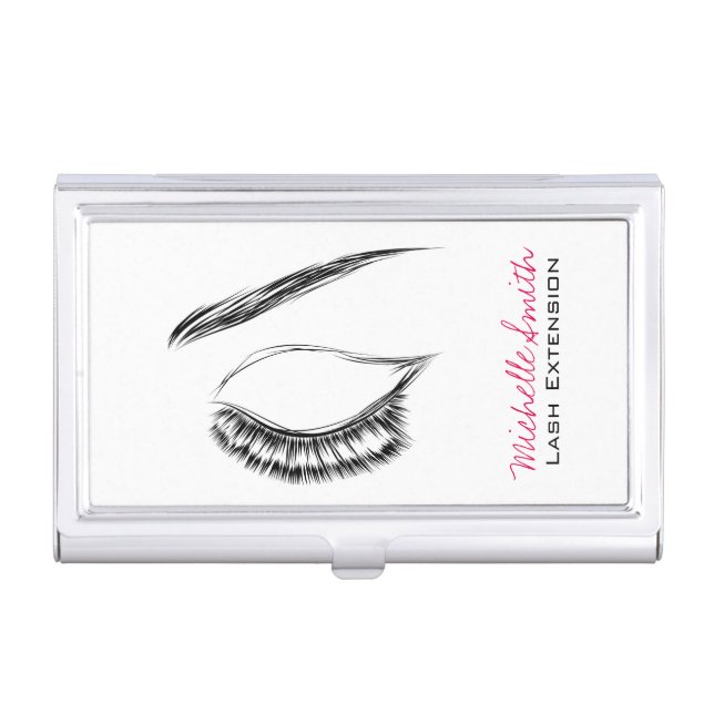 Luxury Lash & Beauty Salon Black White Eyelashes Case For Business Cards (Front)