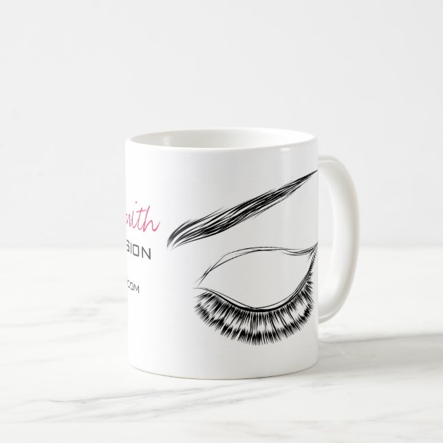 Luxury Lash & Beauty Salon Black White Eyelashes Coffee Mug (Front Right)