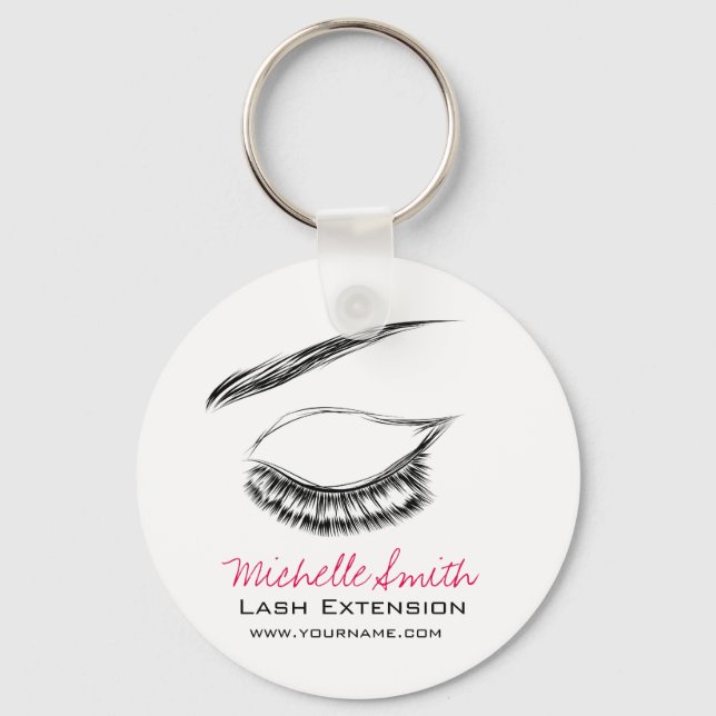 Luxury Lash & Beauty Salon Black White Eyelashes Keychain (Front)