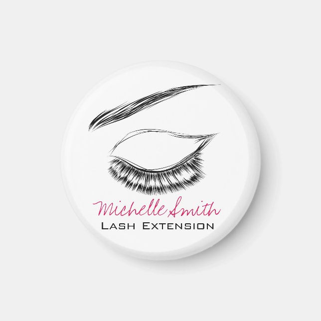 Luxury Lash & Beauty Salon Black White Eyelashes Magnet (Front)