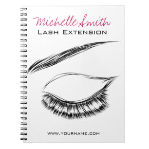 Luxury Lash & Beauty Salon Black White Eyelashes Notebook