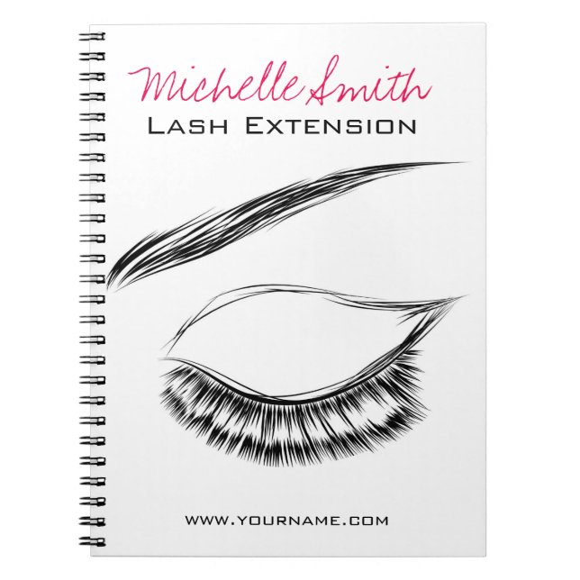 Luxury Lash & Beauty Salon Black White Eyelashes Notebook (Front)