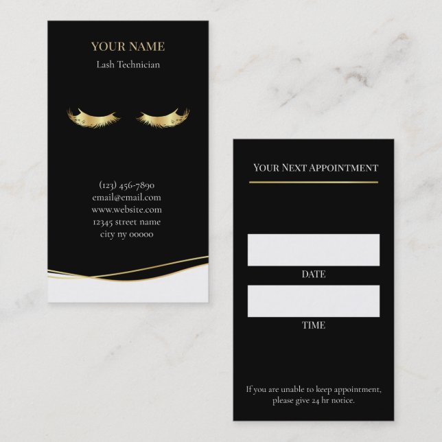 Luxury Lash Technician Appointment Card (Front/Back)