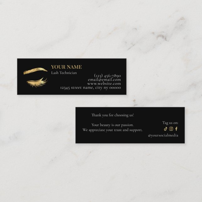 Luxury Lash Technician Thank you Card (Front/Back)