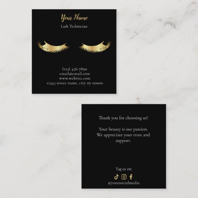 Luxury Lash Technician Thank you Card (Front/Back)