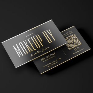 Luxury Lashes Brows Makeup Artist Black Gold  Foil Business Cards