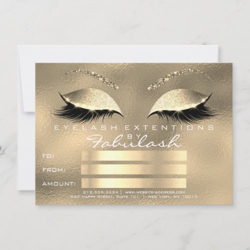 Luxury Lashes Glass Gold Makeup Certificate Gift