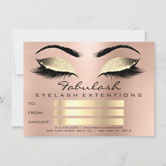 Luxury Lashes Pink Gold Makeup Certificate Gift (Front)