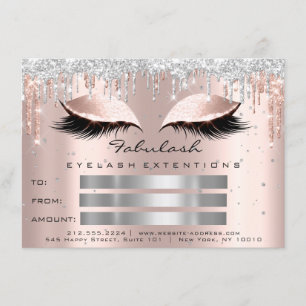 Luxury Lashes Rose Silver Makeup Certificate Gift Invitation