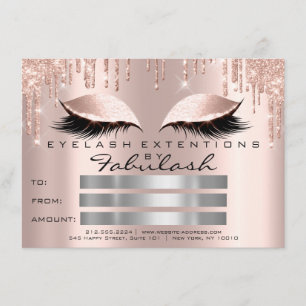 Luxury Lashes Rose Sparkly Makeup Certificate Gift Invitation
