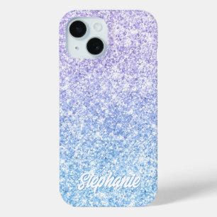 Luxury Lavender Pale Blue Glitter Gradient iPhone 15 Case