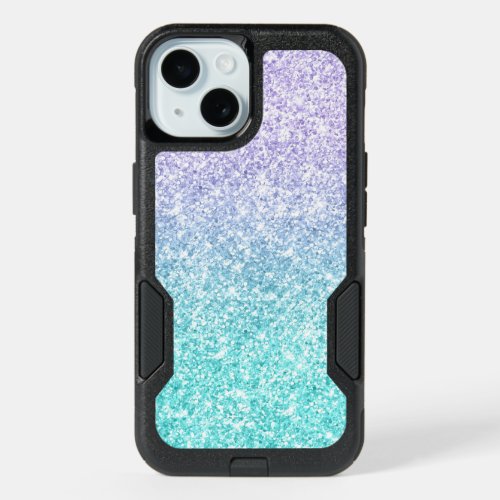 Luxury Lavender Pale Turquoise Glitter Gradient iPhone 15 Case