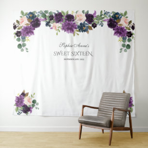 Luxury Lavender Pink Blue Floral Sweet 16 Prop Tapestry