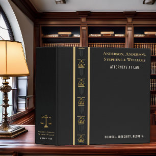 Luxury Law Firm Black Gold Classic Attorney 3 Ring Binder