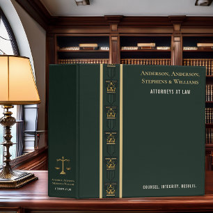 Luxury Law Firm Forest Gold Classic Attorney 3 Ring Binder