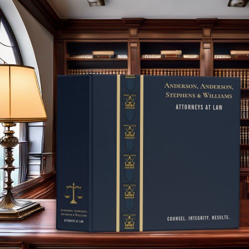 Luxury Law Firm Navy Gold Classic Attorney Office 3 Ring Binder
