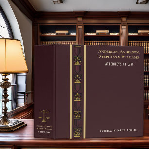 Luxury Law Firm Oxblood Gold Classic Attorney 3 Ring Binder