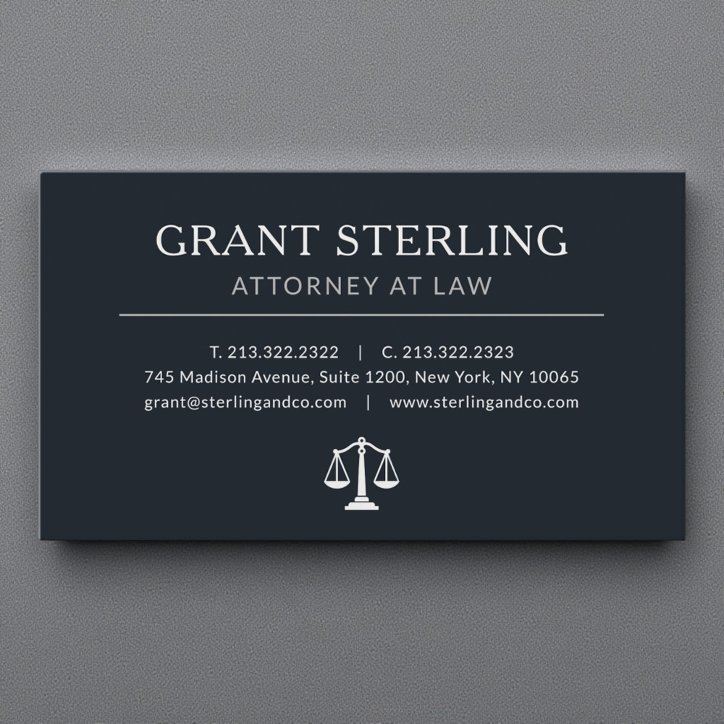 Luxury Lawyer Attorney At Law Black Silver Business Card