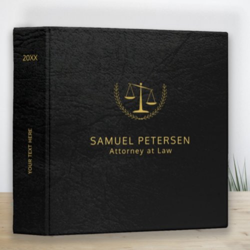 Luxury lawyer office black leather look and gold binder