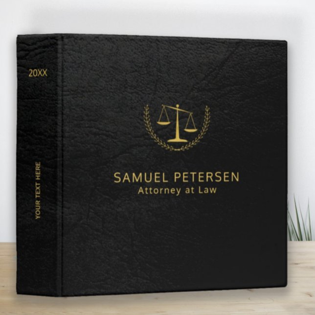 Luxury lawyer office black leather look and gold binder (Creator Uploaded)