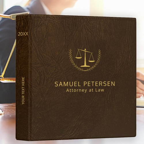 Luxury lawyer office brown leather look and gold binder