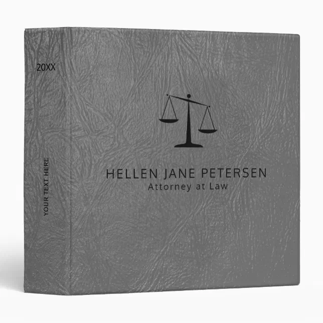 Luxury lawyer office light grey leather look 3 ring binder Zazzle