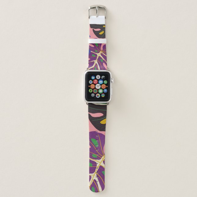 Luxury leaf art deco wallpaper. Nature background. Apple Watch Band (Front)