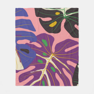 Luxury leaf art deco wallpaper. Nature background. Fleece Blanket