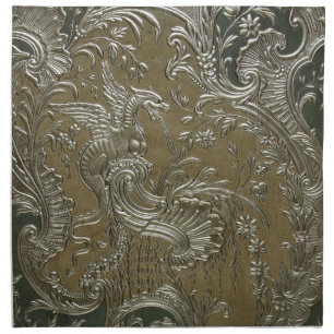 LUXURY LEATHER GILDED Dragon Cloth Dinner Napkins