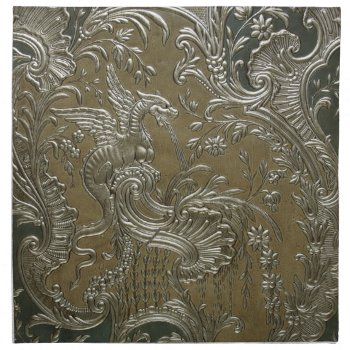 Luxury Leather Gilded Dragon Cloth Dinner Napkins by zebracove at Zazzle
