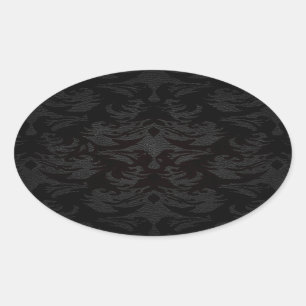 luxury leather look damask oval sticker