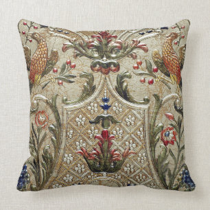 LUXURY LEATHER Silver Pheasant Gilded Cushion